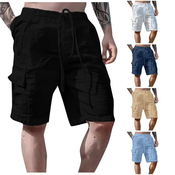XIAONU Men's Cargo Shorts Drawstring Waist Multi Pockets Shorts