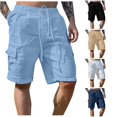 thumbnail image 1 of XIAONU Men's Cargo Shorts Drawstring Waist Multi Pockets Shorts, 1 of 9