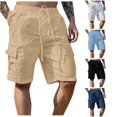 thumbnail image 1 of XIAONU Men's Cargo Shorts Drawstring Waist Multi Pockets Shorts, 1 of 9