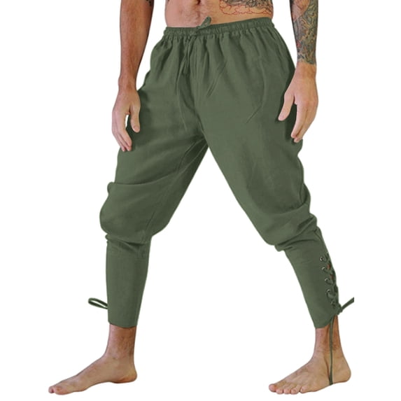XIAONU Men's Casual Scottish Style Solid Pocket Pleated Trousers Daily Wear Pant