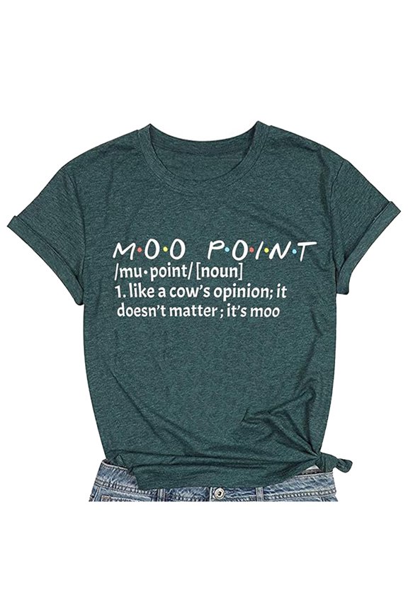 Men's Classic Crew Neck Tee Short Sleeve Moo Point Definition Print Top Loose Fit Soft Casual Daily Summer Wear Tees