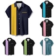 thumbnail image 1 of XIAONU Men's Color Block Short Sleeve Button Down Shirts Regular Fit Vacation Hawaiian Camp Shirts, 1 of 4