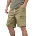 thumbnail image 1 of XIAONU Men's Dark Green Cargo Shorts Elastic Waist Drawstring Pant Multi-Pocket Casual Outdoor Wear Shorts, 1 of 4