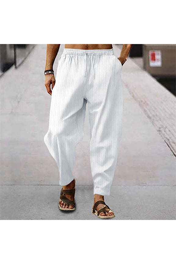 Men's Elastic Waist Casual Pants Relaxed-Fit Everyday Urban Weekend Street Trousers