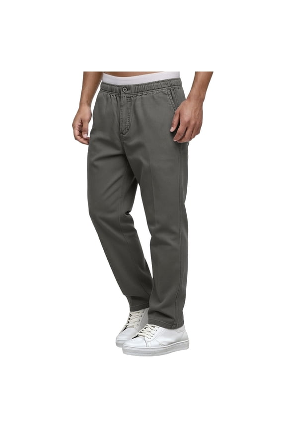 Men's Elastic Waist Pants Relaxed Fit Everyday Weekend Straight Leg Casual Trousers