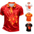 thumbnail image 1 of XIAONU Men's Family Handprint Polo Contrast Collar Short Sleeve Shirt Fitness Training Top, 1 of 3