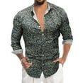 thumbnail image 1 of XIAONU Men's Floral Contrast Shirt Slim Long Sleeve Collared Button Down Tops Smooth Stylish Casual Shirts Tops, 1 of 5