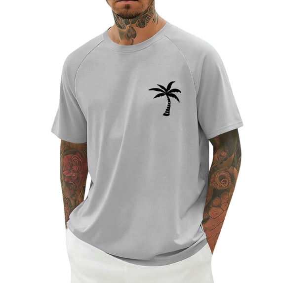 XIAONU Men's Floral Print Tee Short Sleeve Crewneck Pullover T-Shirt Soft Coastal Vacation T-Shirts
