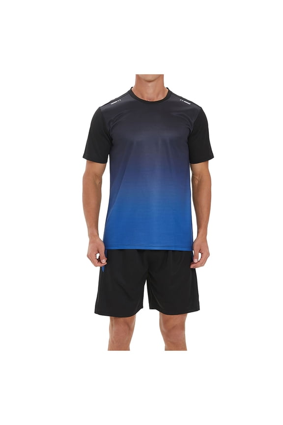Men's Gradient High-Performance Athletic Set Short-Sleeve Workout Training Activewear
