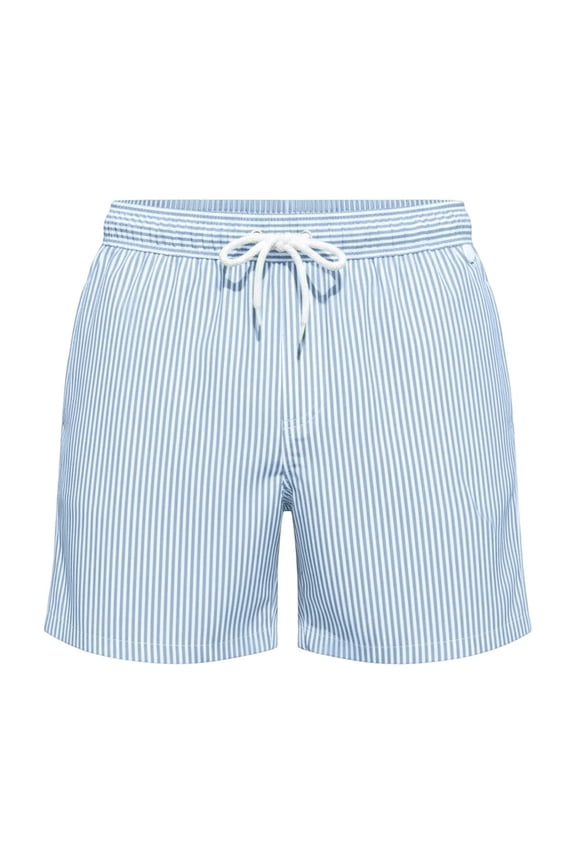 Men's Green Striped Swim Trunks Regular Fit Above Knee Drawstring Waist Quick-Dry Pool Shorts