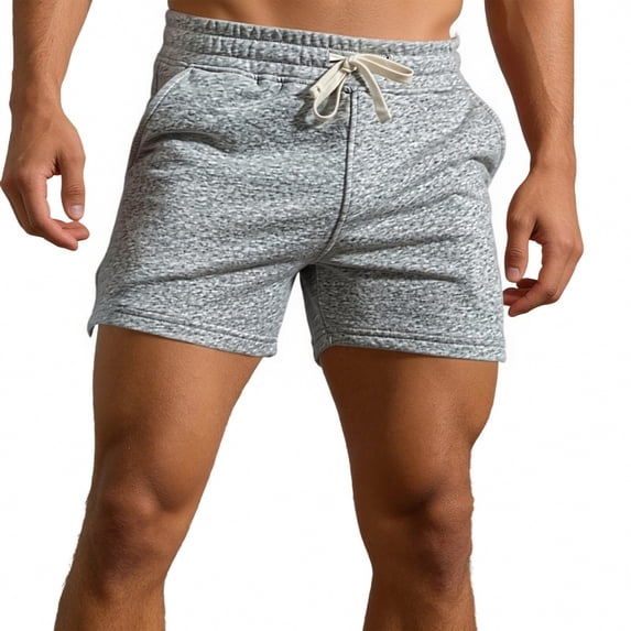 XIAONU Men's Heather Sweat Shorts Elastic Drawstring Waist Side Pockets Relaxed Fit Casual Bottoms