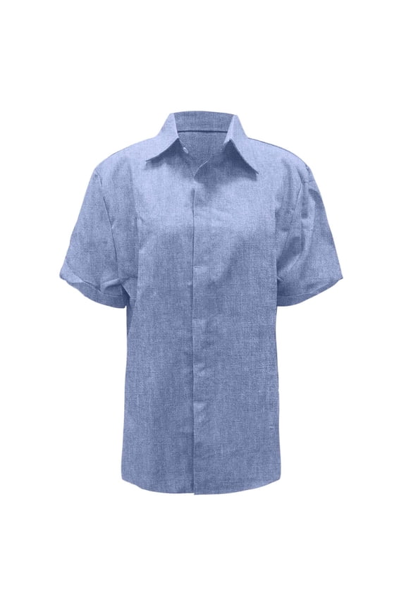 Men's Lightweight Button Up Shirt Regular Fit Short Sleeve Spread Collar Top Breathable Simple Office Workwear Blouse