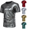 thumbnail image 1 of XIAONU Men's Metallic Tees Slim Fit Party Short Sleeve T‑Shirts, 1 of 5