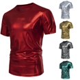 thumbnail image 1 of XIAONU Men's Metallic Tees Slim Fit Party Short Sleeve T‑Shirts, 1 of 5