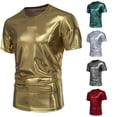 thumbnail image 1 of XIAONU Men's Metallic Tees Slim Fit Party Short Sleeve T‑Shirts, 1 of 5