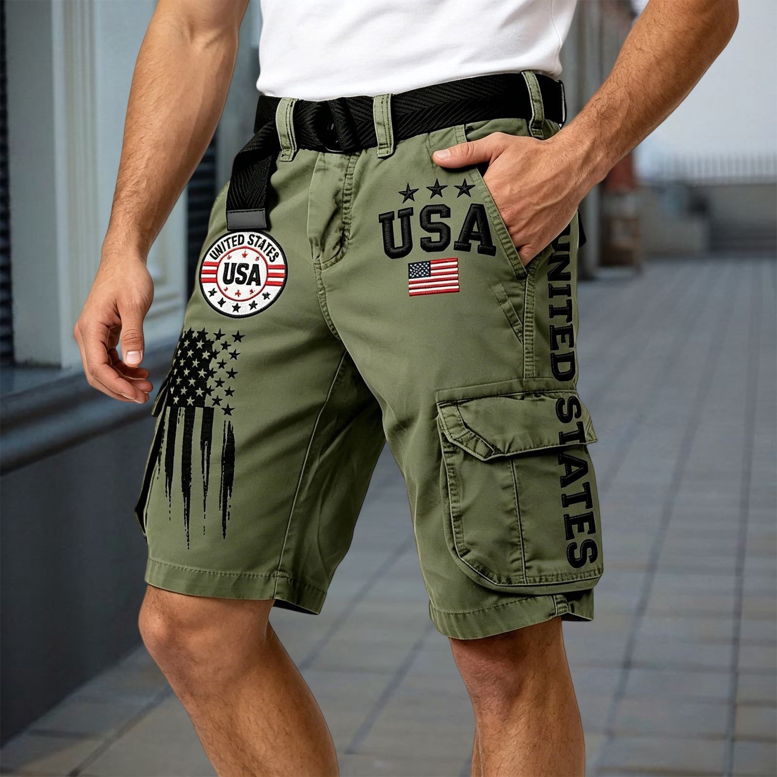 XIAONU Men's Multiple Pockets Cargo Work Shorts Casual Outdoor