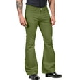 thumbnail image 1 of XIAONU Men's Olive Green Flared Denim Pants Button-Waist Bell-Bottom Trousers Retro Casual Dailywear Pant, 1 of 5