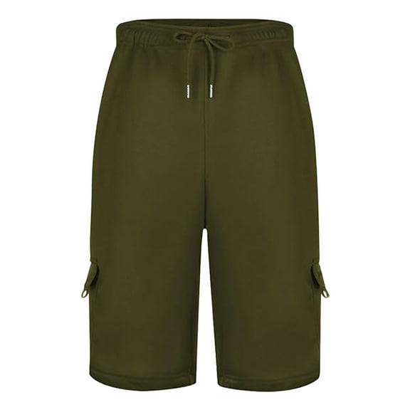 XIAONU Men's Olive Green Cargo Shorts Elastic Waist Drawstring Pant Cozy Casual Daily Lounge Shorts