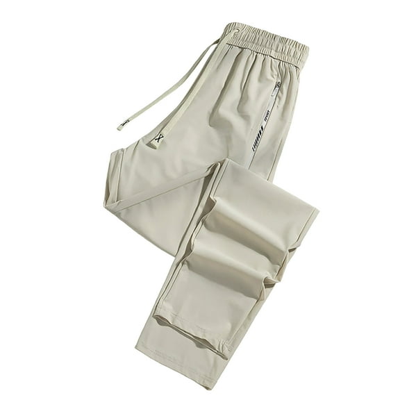 XIAONU Men's Olive Green Outdoor Pants Elastic Waist Zipper-Pocket Quick-Dry Trousers Lightweight Hiking Casual Pant