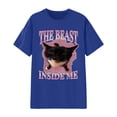 thumbnail image 1 of XIAONU Men's Playful The Beast Inside Me Cat Graphic Short Sleeve Crew Neck T Shirt Casual Streetwear Novelty Tees, 1 of 3