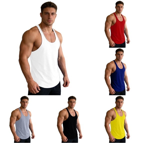 XIAONU Men's Racerback Muscle Tank Top Slim Fit Sleeveless Bodybuilding Gym Workout Vest