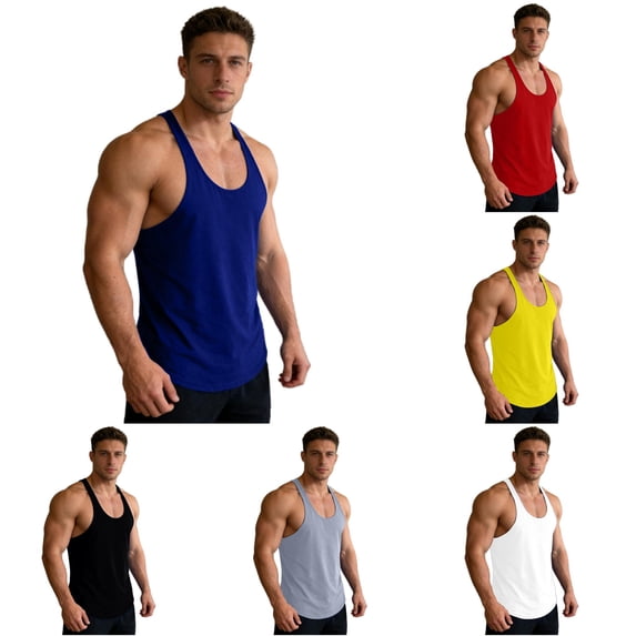 XIAONU Men's Racerback Muscle Tank Top Slim Fit Sleeveless Bodybuilding Gym Workout Vest
