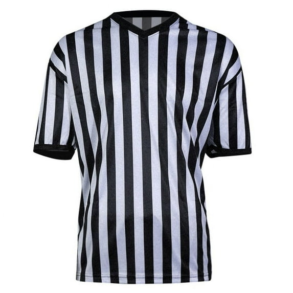 XIAONU Men's Striped Referee Loose Short Sleeve V Neck Pullover Tee Breathable Athletic Sports Tees