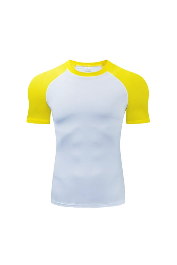 Men's Short-Sleeve Raglan-Sleeve Compression T-Shirt Slim-Fit Performance Top Breathable Gym Workout Daily Active Wear
