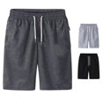 thumbnail image 1 of XIAONU Men's Solid Athletic Shorts Drawstring Waist Side Pockets Sport Bottoms, 1 of 4