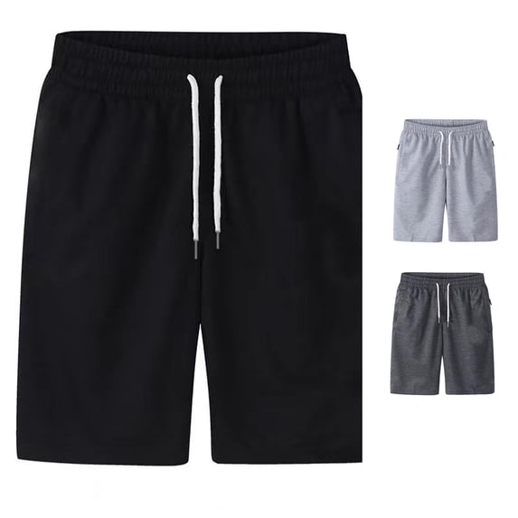 XIAONU Men's Solid Athletic Shorts Drawstring Waist Side Pockets Sport Bottoms