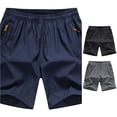 thumbnail image 1 of XIAONU Men's Solid Athletic Shorts Drawstring Waist Zipper Pockets Sport Bottoms, 1 of 3