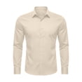thumbnail image 1 of XIAONU Men's Solid Button Up Dress Shirt Long Sleeve Turn Down Collar Button Down Shirt Smooth formal Business Shirts, 1 of 2