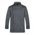 thumbnail image 1 of XIAONU Men's Solid Color Chef Jacket Slim Fit Stand Collar Long Sleeve Asymmetric Top Professional Kitchen Wear Jackets, 1 of 4