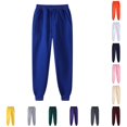 thumbnail image 1 of XIAONU Men's Solid Jogger Pants Drawstring Waist Ribbed Casual Trousers, 1 of 5