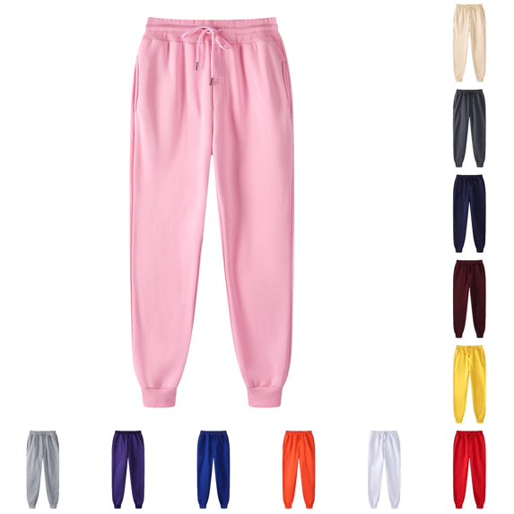 XIAONU Men's Solid Jogger Pants Drawstring Waist Ribbed Casual Trousers