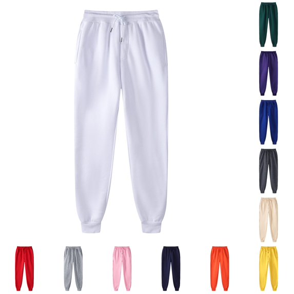 XIAONU Men's Solid Jogger Pants Drawstring Waist Ribbed Cuffs Casual Trousers