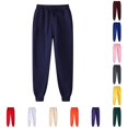 thumbnail image 1 of XIAONU Men's Solid Jogger Pants Drawstring Waist Ribbed Casual Trousers, 1 of 5