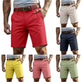 thumbnail image 1 of XIAONU Men's Solid Knee Length Shorts Button Closure Side Pockets Shorts, 1 of 4