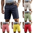 thumbnail image 1 of XIAONU Men's Solid Knee Length Shorts Button Closure Side Pockets Shorts, 1 of 4