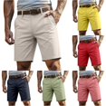 thumbnail image 1 of XIAONU Men's Solid Knee Length Shorts Button Closure Side Pockets Shorts, 1 of 4