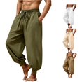 thumbnail image 1 of XIAONU Men's Solid Pants Elastic Waist Relaxed Fit Harem Trousers, 1 of 6
