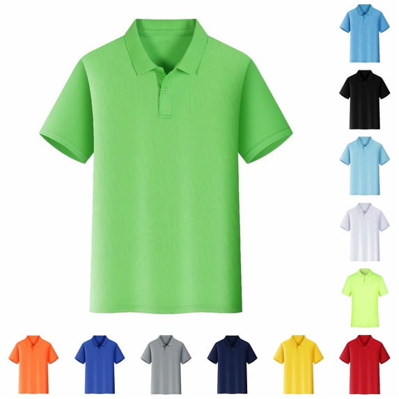 XIAONU Men's Solid Polo Shirts Regular Fit Daily Short Sleeve Polos