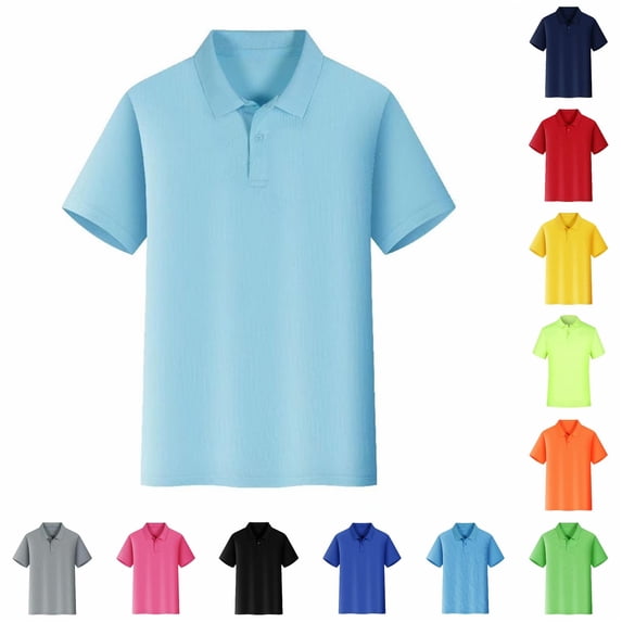 XIAONU Men's Solid Polo Shirts Regular Fit Daily Short Sleeve Polos