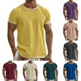 thumbnail image 1 of XIAONU Men's Solid Short Sleeve T-Shirt Crew Neck Daily Casual Tees Tops, 1 of 5