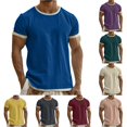 thumbnail image 1 of XIAONU Men's Solid Short Sleeve T-Shirt Crew Neck Daily Casual Tees Tops, 1 of 5