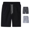 thumbnail image 1 of XIAONU Men's Solid Shorts Drawstring Elastic Waist Loose Fit Daily Shorts, 1 of 3