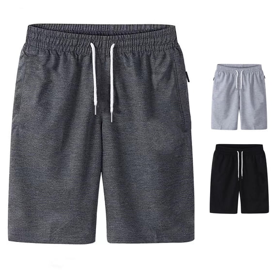 XIAONU Men's Solid Shorts Drawstring Elastic Waist Loose Fit Daily Shorts