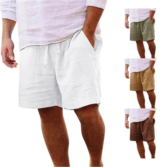 XIAONU Men's Solid Shorts Drawstring Waist Side Pockets Shorts
