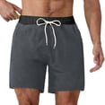 thumbnail image 1 of XIAONU Men's Solid Swim Trunks Regular Fit Above Knee Drawstring Waist Quick-Dry Beach Shorts, 1 of 9