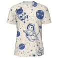 thumbnail image 1 of XIAONU Men's Space Cat Astronaut Print T-Shirt Short Sleeve Crewneck Pullover Tee Soft Cute Casual T-Shirts, 1 of 2